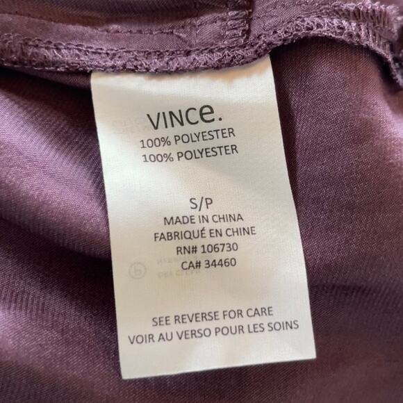 Vince Button Up Shirt Dress Eggplant Cinched Waist - Picture 7 of 8